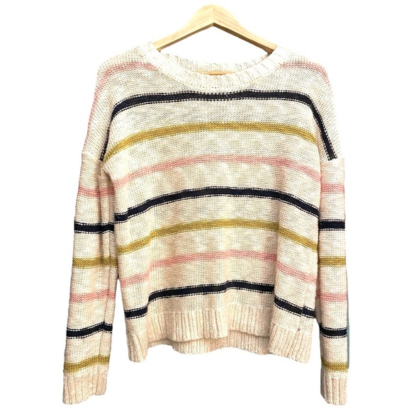 Hem & Thread striped sweater cream with  blue, pink, green stripes - Picture 1 of 7